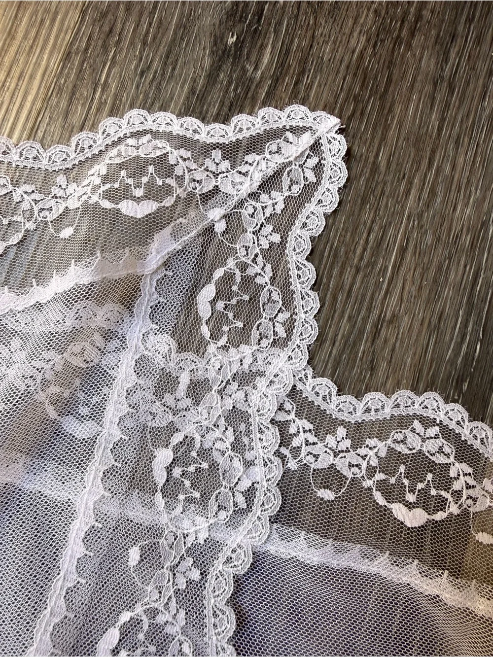 Delicate Vintage White Lace Bridal Veil or Scarf with Floral Appliqués